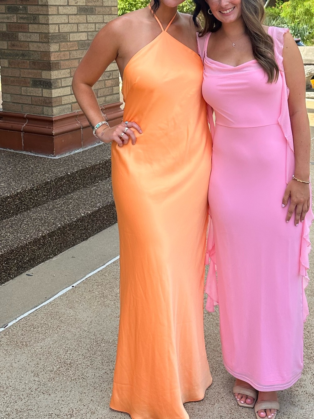 Elegant Satin One-Shoulder Orange Evening Dress